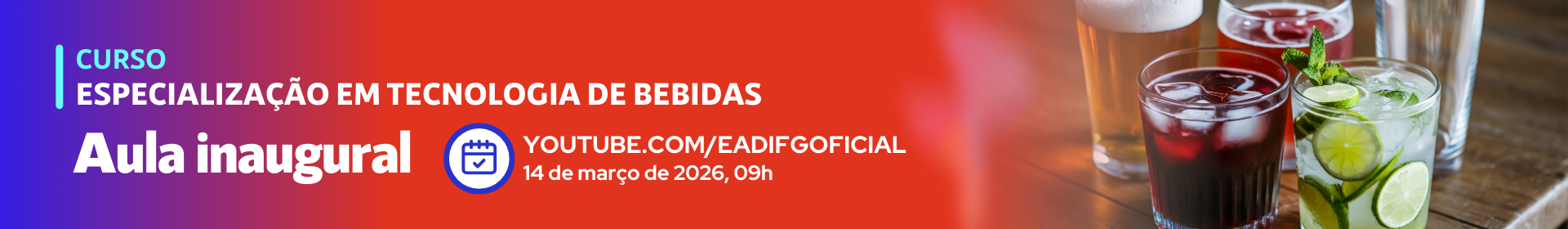 Banner da aula inaugural do curso de Bebidas